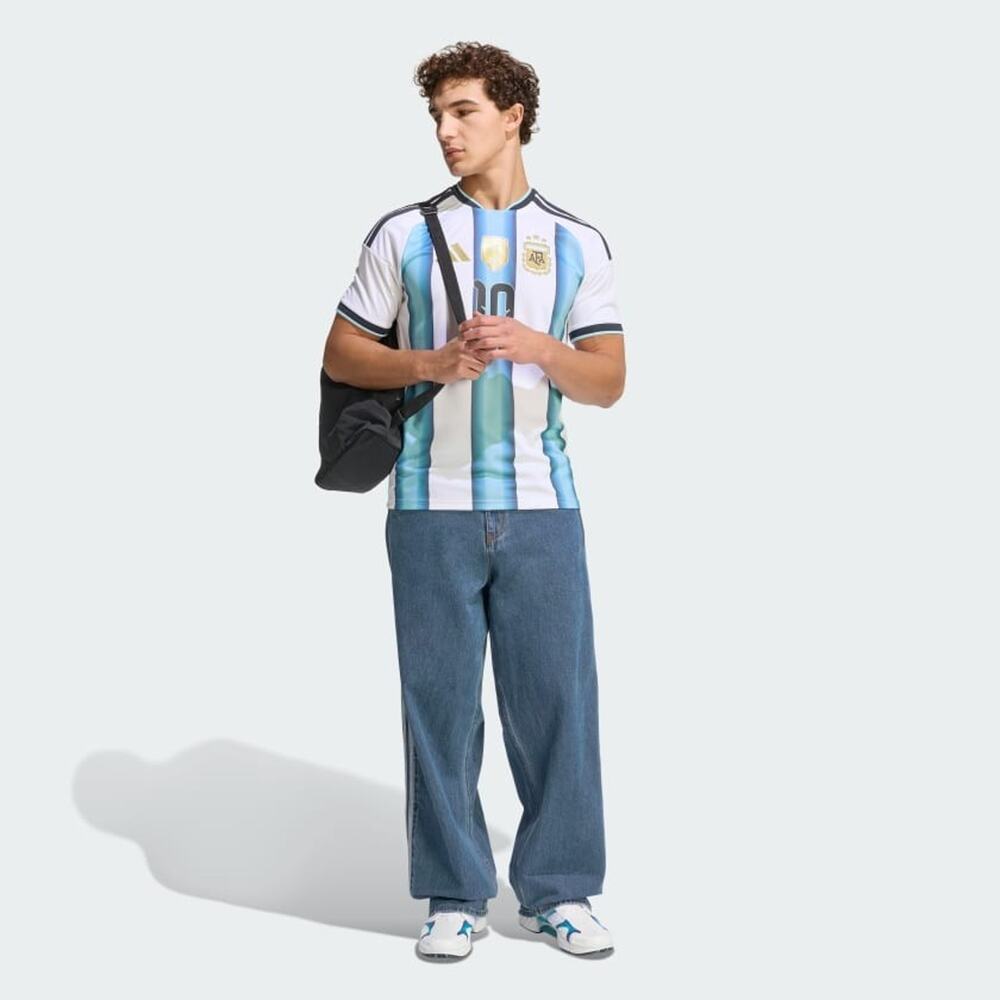 NWT Adidas Argentina 26 Home Messi #10 Soccer Jersey M White Ice Blue AFA Slim - Picture 4 of 16